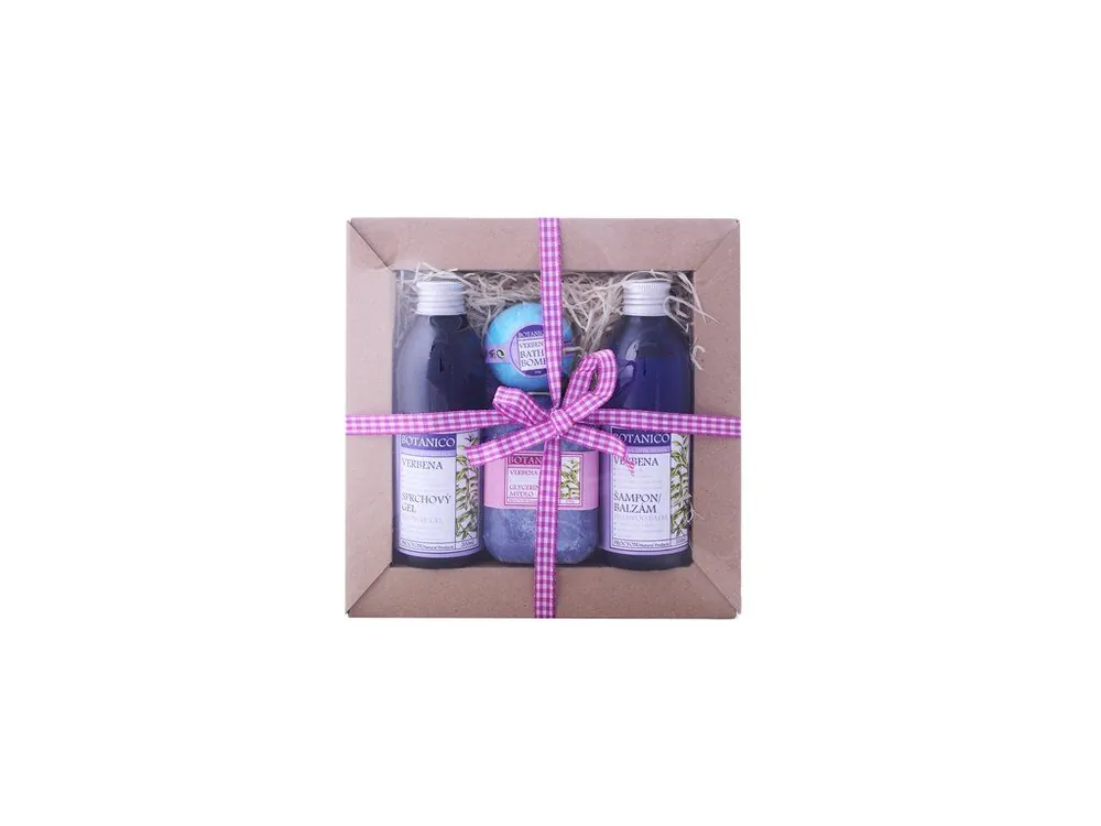 Dokud Zásoby Vydrží BOTANICO Dárková sada VERBENA šampon/balzám 200 ml, sprchový gel 200 ml, balistik do koupele 50 g, glycerínové mýdlo 200 g 4 ks
