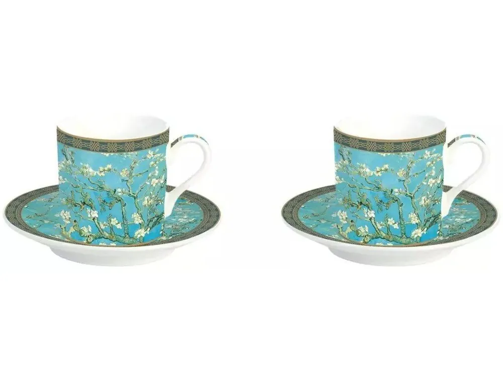 Časově Omezené Easy Life Sada dvou porcelánových šálků a podšálků na espresso Almond Blossom 2 ks 2x75 ml