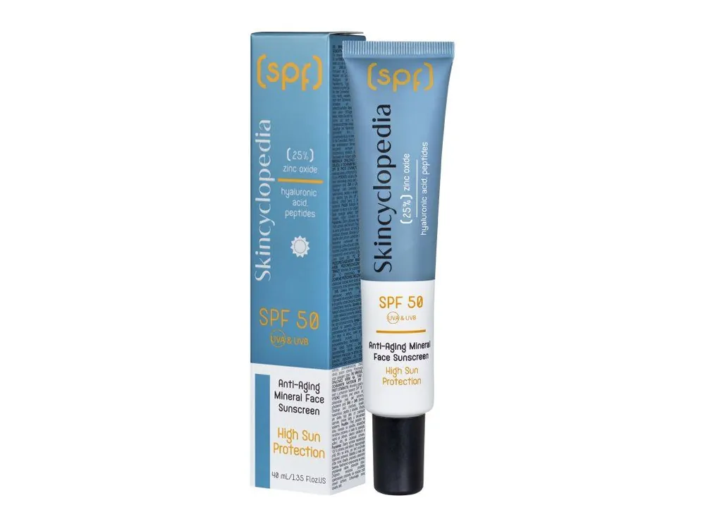 Skincyclopedia Anti-ageing Ochranný pleťový krém SPF 50 s minerálními filtry, peptidy a kyselinou hyaluronovou 40 ml Akční Nabídka