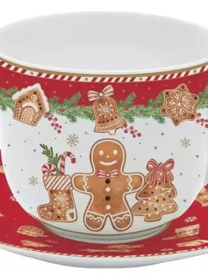 Easy Life Porcelánový šálek a podšálek Fancy Gingerbread 400 ml Rychlé Dodání
