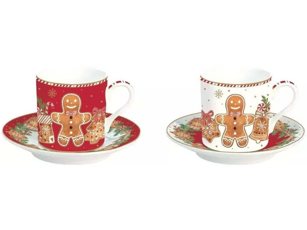 Cenově Výhodný Easy Life Porcelánový čajový set pro dva Fancy Gingerbread 2x75 ml 2 ks