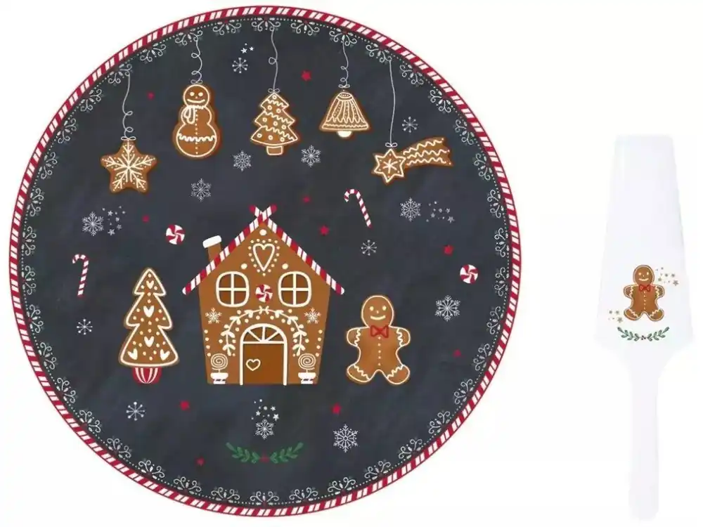 Easy Life Dortový talíř s dortovou lžící Gingerbread 32 × 32 cm 2 ks Must-Have