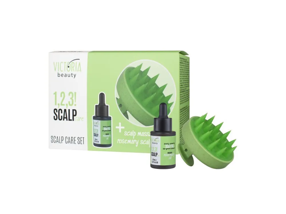 Victoria beauty 1,2,3 Scalp Care Set vlasového séra s rozmarýnem a masážního hřebene na pokožku hlavy 2 ks Bezpečná Platba
