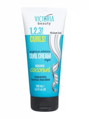 Aktuální Victoria beauty 1,2,3 CURLS! Vegan Tvarující krém pro vlnité a kudrnaté vlasy s BIO kokosovým olejem 200 mL