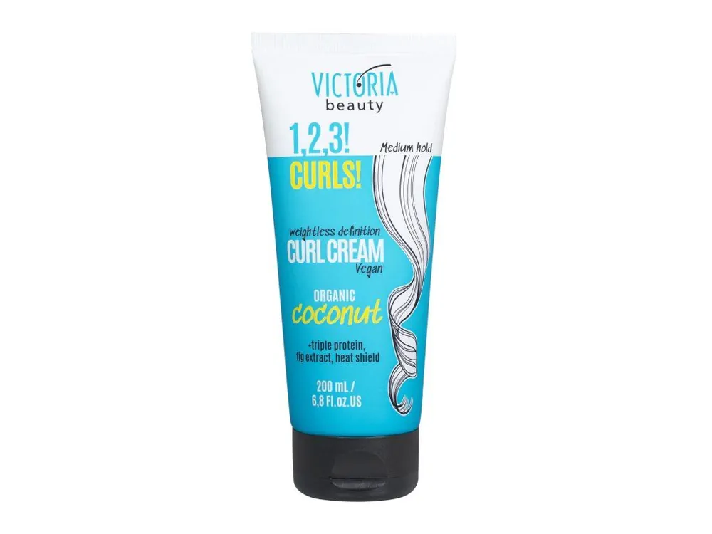 Aktuální Victoria beauty 1,2,3 CURLS! Vegan Tvarující krém pro vlnité a kudrnaté vlasy s BIO kokosovým olejem 200 mL