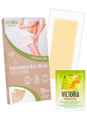 Nová Kolekce Victoria Beauty Depilační pásky na nohy a tělo s měsíčkem 20 pásků+2 olejové ubrousky