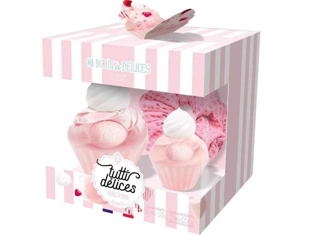 Ihned K Objednání Tutti Délices Dárkový set dvou toaletních vodCotton Candy ( Cukrová vata ) 50 mL+15 mL + růžová gumička do vlasů