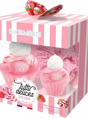 Tutti Délices Dárkový set dvou toaletních vod Strawberry sweet ( Sladké jahody ) 50 mL+15 mL + růžová gumička do vlasů Sleva