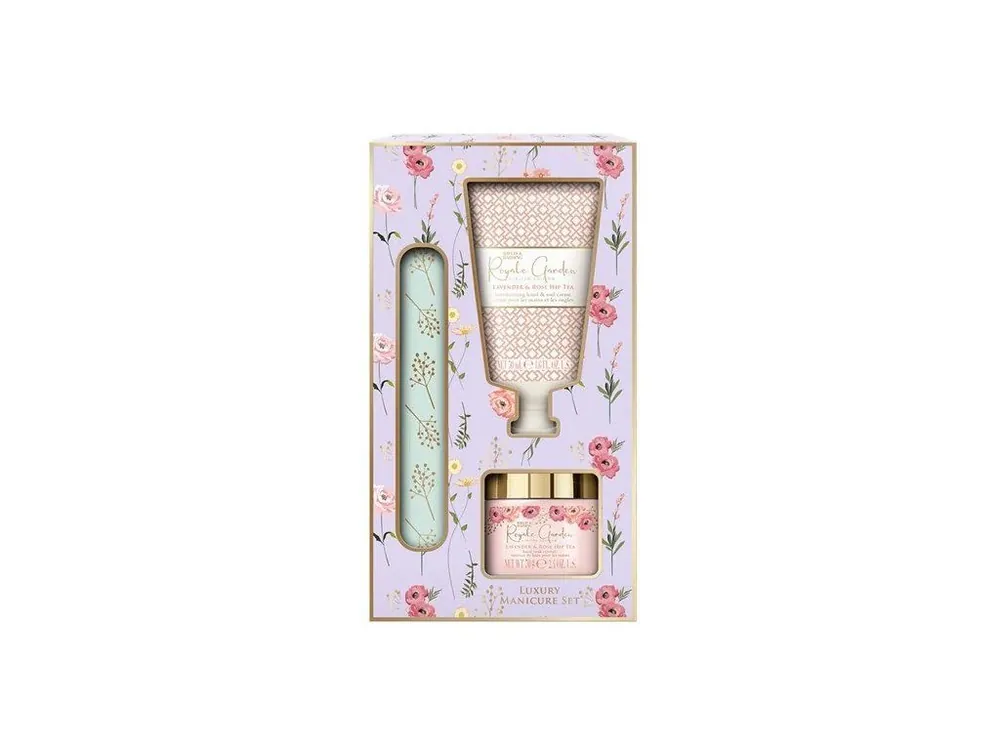 Baylis & Harding Royale Garden Dárkový set na manikúru Krém na ruce 50 ml minerální sůl 70 g pilník 3 ks Finální Výprodej