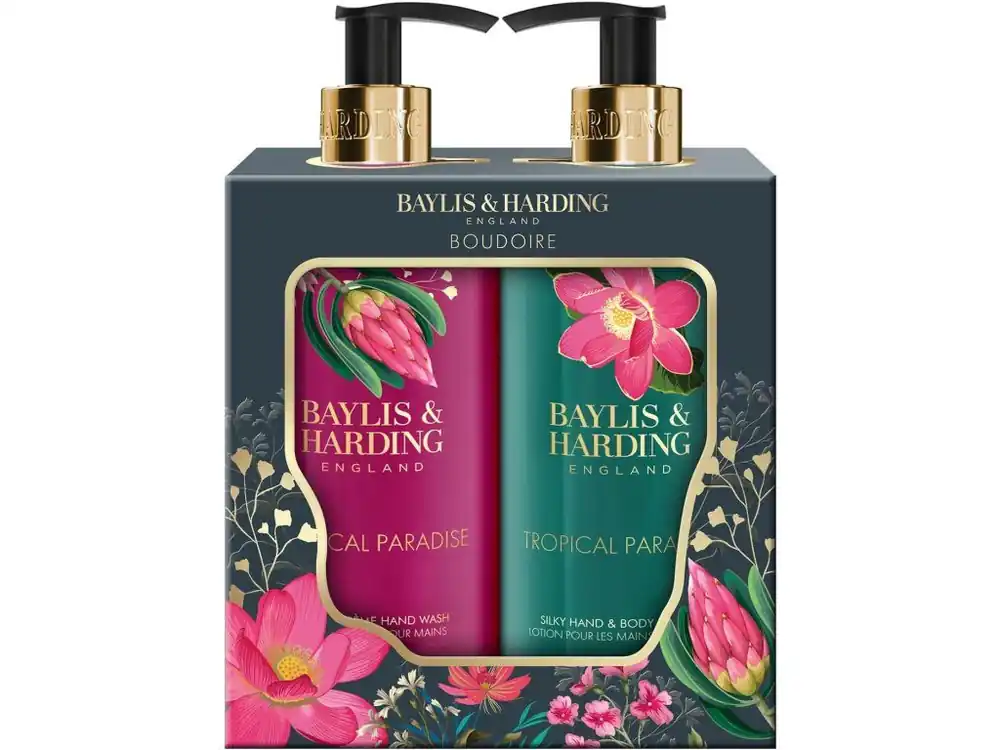 Bezpečná Platba Baylis & Harding Tropical Paradise Dárková sada péče o ruce Tekuté mýdlo 300 ml Mléko na ruce 300 ml 2 ks