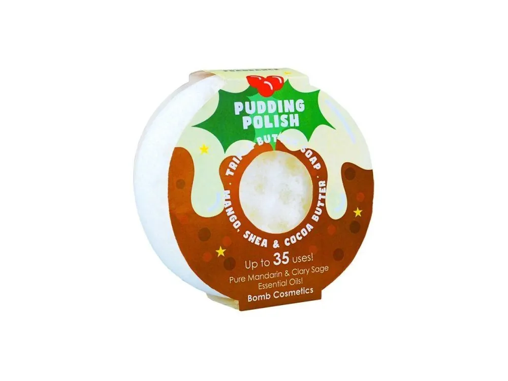 Bomb Cosmetics Sprchová masážní houba Vánoční puding s bambuckým máslem 165 g Bezpečná Platba