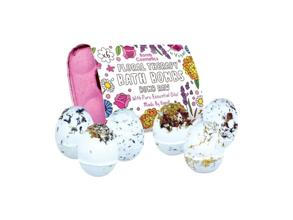 Akční Cena Bomb Cosmetics Floral Therapy Bomb Raw Egg, Sada šumivých bomb do koupele, 6 ks 6 x 45 g