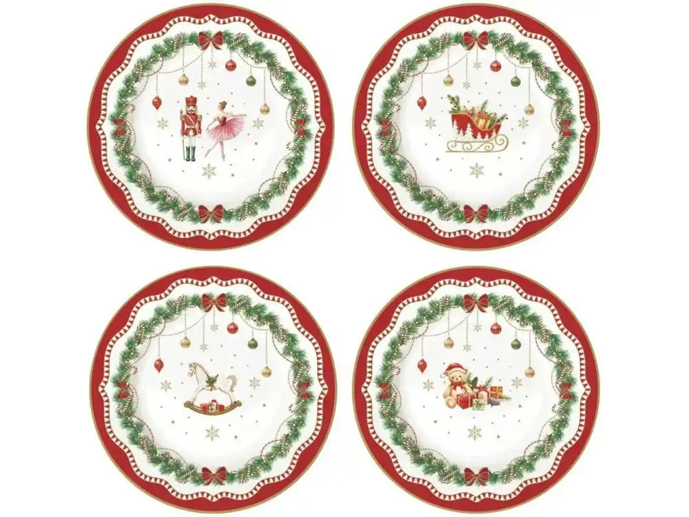 Jen Po Omezenou Doba Easy Life Porcelánové dezertní talíře Magie De Noel 4 ks 19 × 19 cm