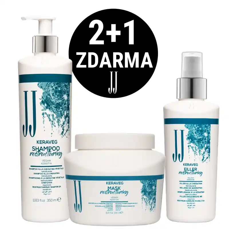 Akce 2+1 zdarma! JJ Keraveg kosmetická sada pro obnovu vlasů Nejlepší Volba