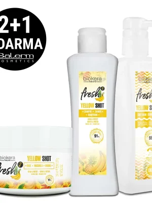Akce 2+1 Zdarma! Salerm Biokera Yellow Shot kosmetická sada pro vlnité vlasy Akce