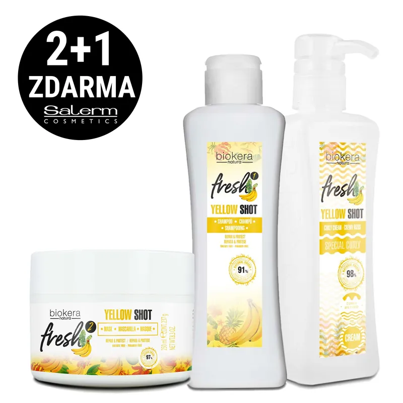 Akce 2+1 Zdarma! Salerm Biokera Yellow Shot kosmetická sada pro vlnité vlasy Akce