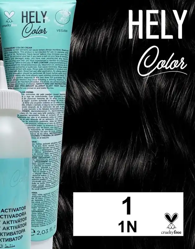 Speciální Cena Hely Color permanentní barva na vlasy - černá (1/1N) 60 ml