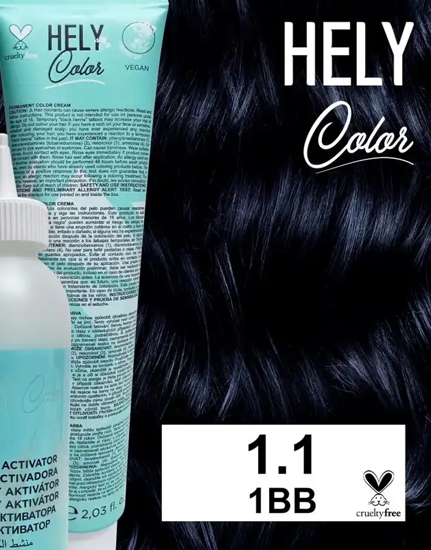 Sleva Hely Color permanentní barva na vlasy - černá modrá (1.1/1BB) 60 ml