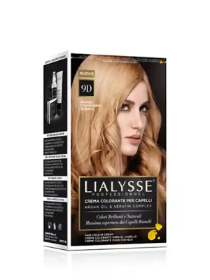 Lialysse barva na vlasy s keratinem a arganovým olejem 9D velmi světlá zlatá blond Finální Výprodej