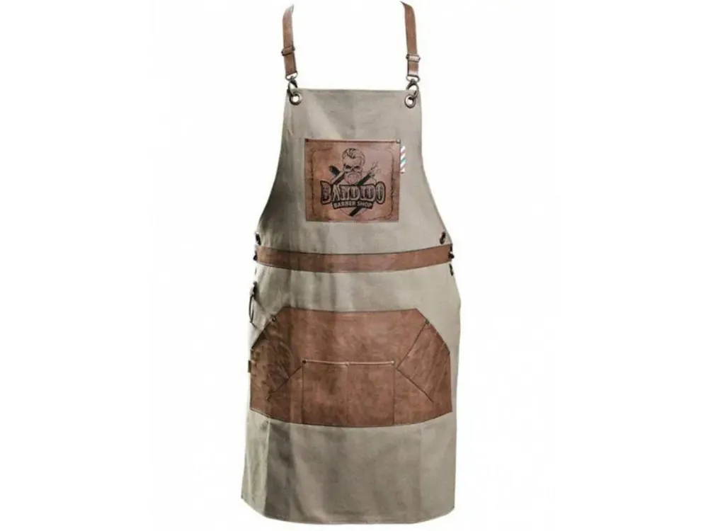 BANDIDO Leather Apron - holičská barber zástěta s koženými kapsami - hnědá Akční Nabídka