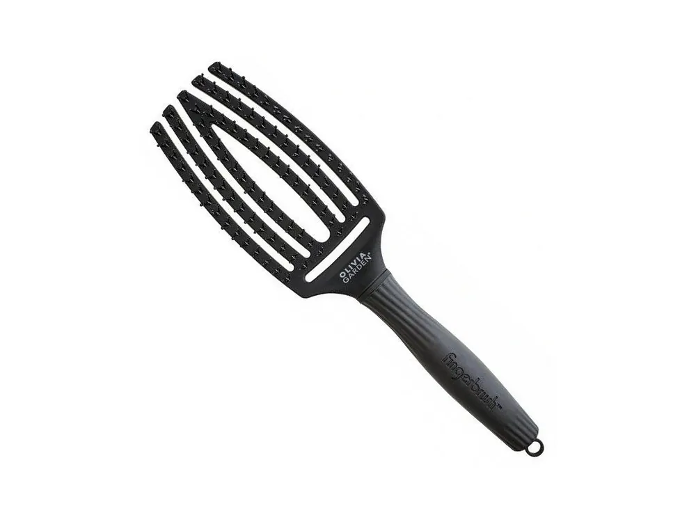 Nejlepší Volba OLIVIA GARDEN FB1PC-DET Fingerbrush Detangler Medium Black - Profi kartáč s nylonovými štětinami