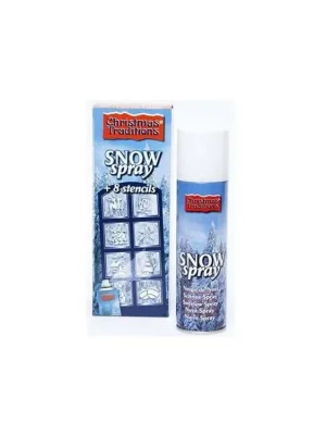 CHRISTMAS TRADITIONS Vánoční dekorativní sníh ve spreji 150ml + 8 šablon - bílý Oblíbený