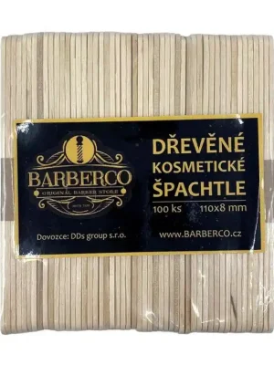 Super Cena BARBERCO Dřevěné MEDIUM špachtle k nanášení vosku 110x8mm - 100ks