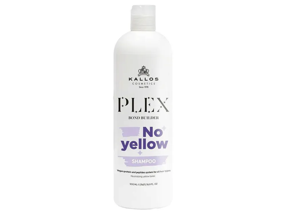 Sezónní Sleva KALLOS Plex Bond No Yellow Shampoo 500ml - neutralizační šampon proti žlutým tónům blond vlasů