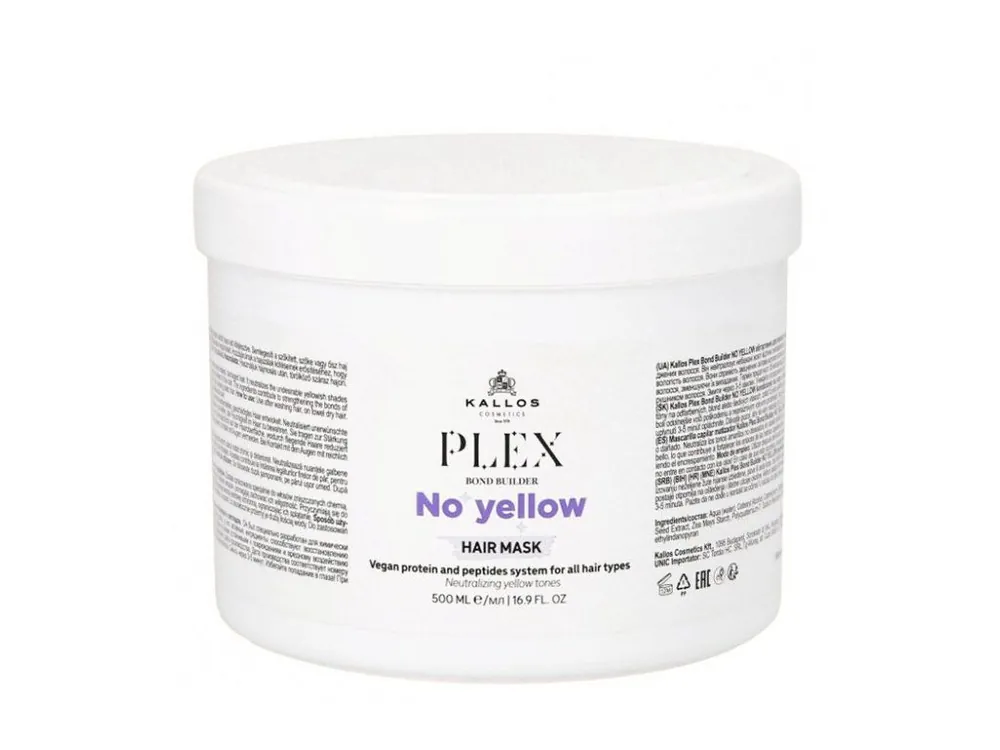 KALLOS Plex Bond No Yellow Hair Mask 500ml - neutralizační maska proti žlutým tónům blond vlasů Top Prodej