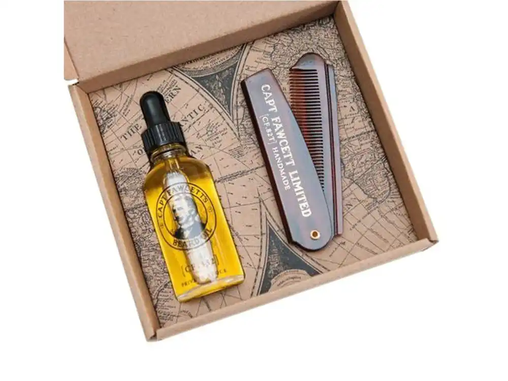 Dárková sada oleje a skládacího hřebenu na vousy CAPTAIN FAWCETT Private stock Poslední Šance