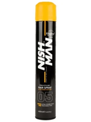 Super Cena Ultra silný lak na vlasy pro muže NISH MAN Ultra strong hold hair spray 400 ml