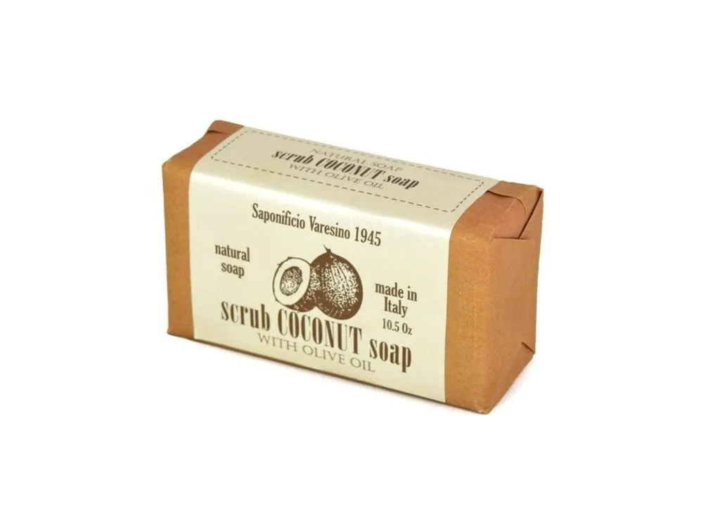 Tuhé peelingové mýdlo s olivovým olejem SAPONIFICIO VARESINO Natural scrub soap Coconut 300 g Horká Nabídka