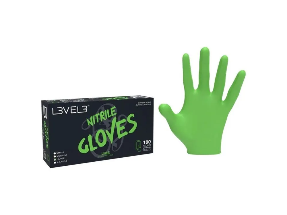 Zelené profesionální nitrilové rukavice L3VEL3 Nitrile gloves L - Lime 100ks Bezpečná Platba