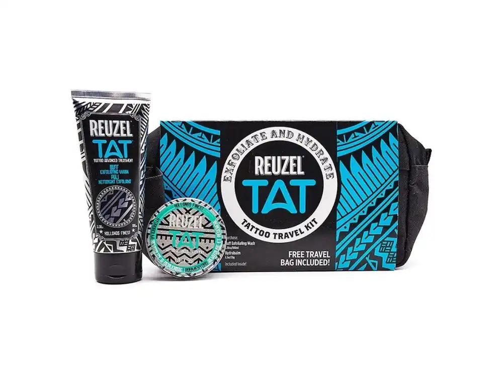 Originální Cestovaní sada na tetování REUZEL Hydrabalm & Buff exfoliating wash Tattoo travel kit