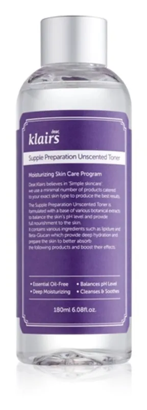 Must-Have KLAIRS Hydratační toner bez parfemace Supple Preparation Unscented Toner (180 ml)