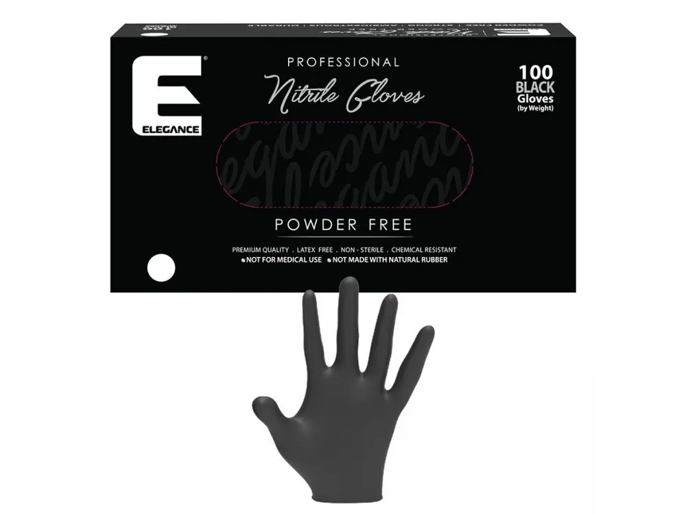 Černé profesionální nitrilové rukavice ELEGANCE Nitrile gloves S - Black 100ks Oblíbený