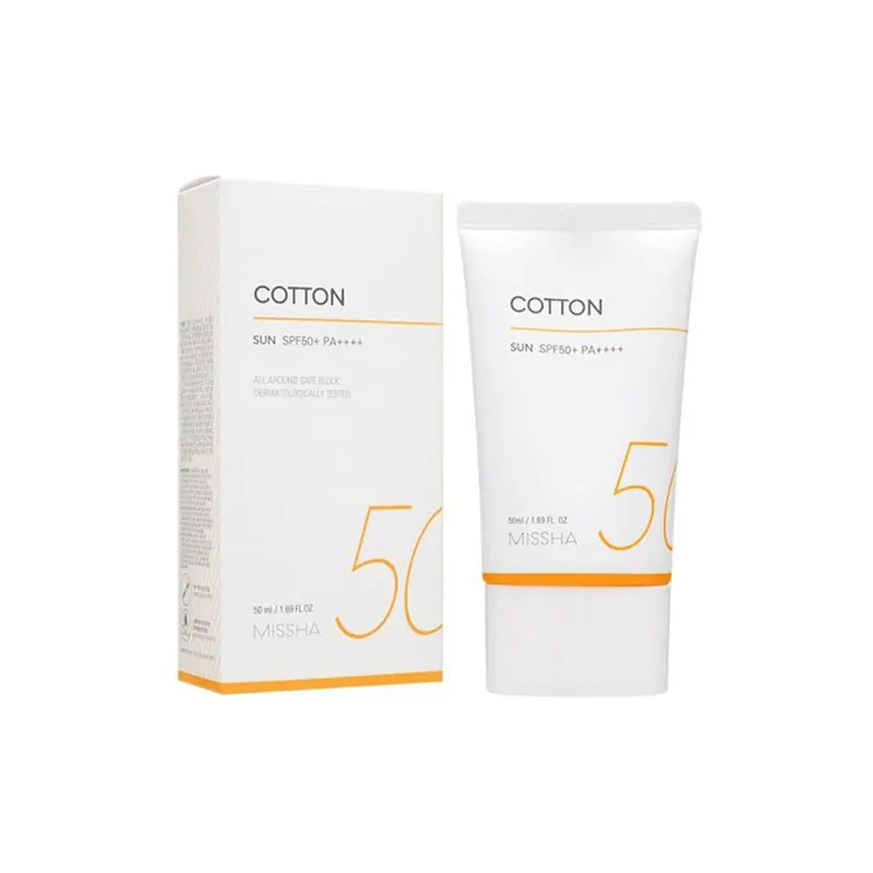 MISSHA Opalovací krém All Around Safe Block Cotton Sun SPF50+ PA++++ (50 ml) Originální