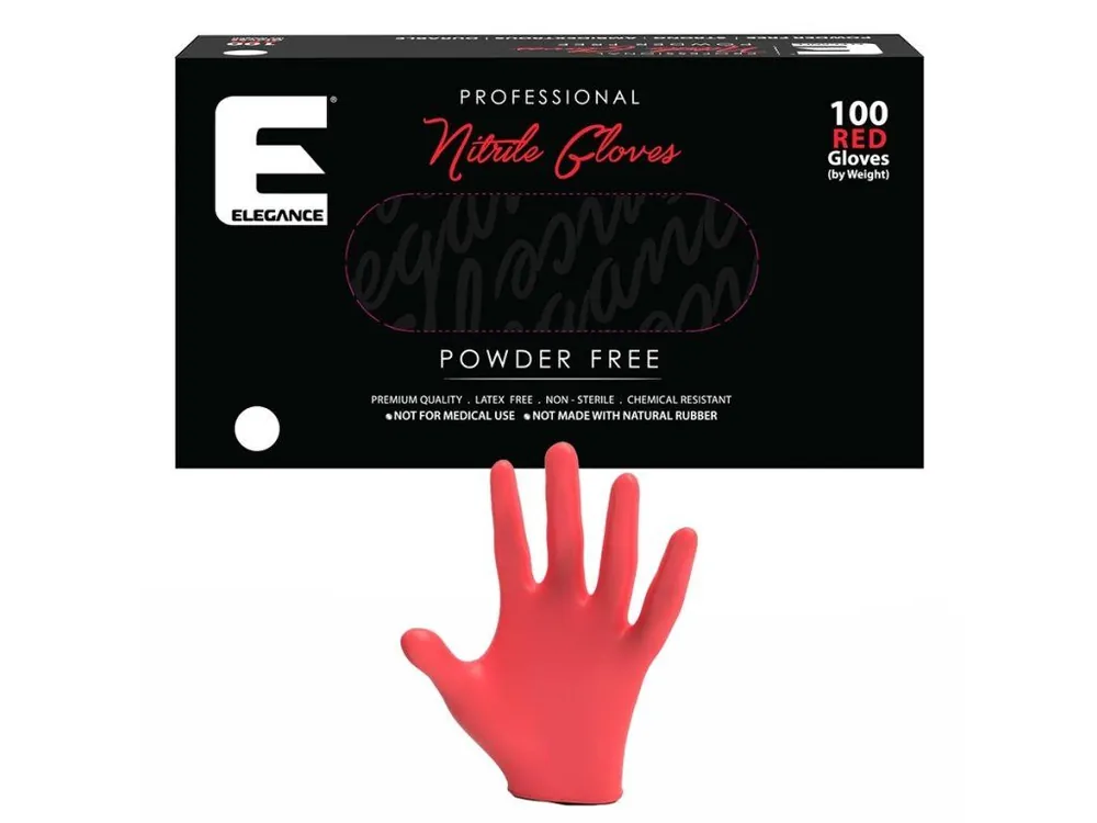 Akce Červené profesionální nitrilové rukavice ELEGANCE Nitrile gloves M - Red 100ks