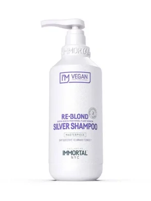 Šampon pro neutralizaci žlutých tónů a pro šedivé vlasy IMMORTAL VEGAN Re-Blond Silver shampoo 500 ml Zlevněný