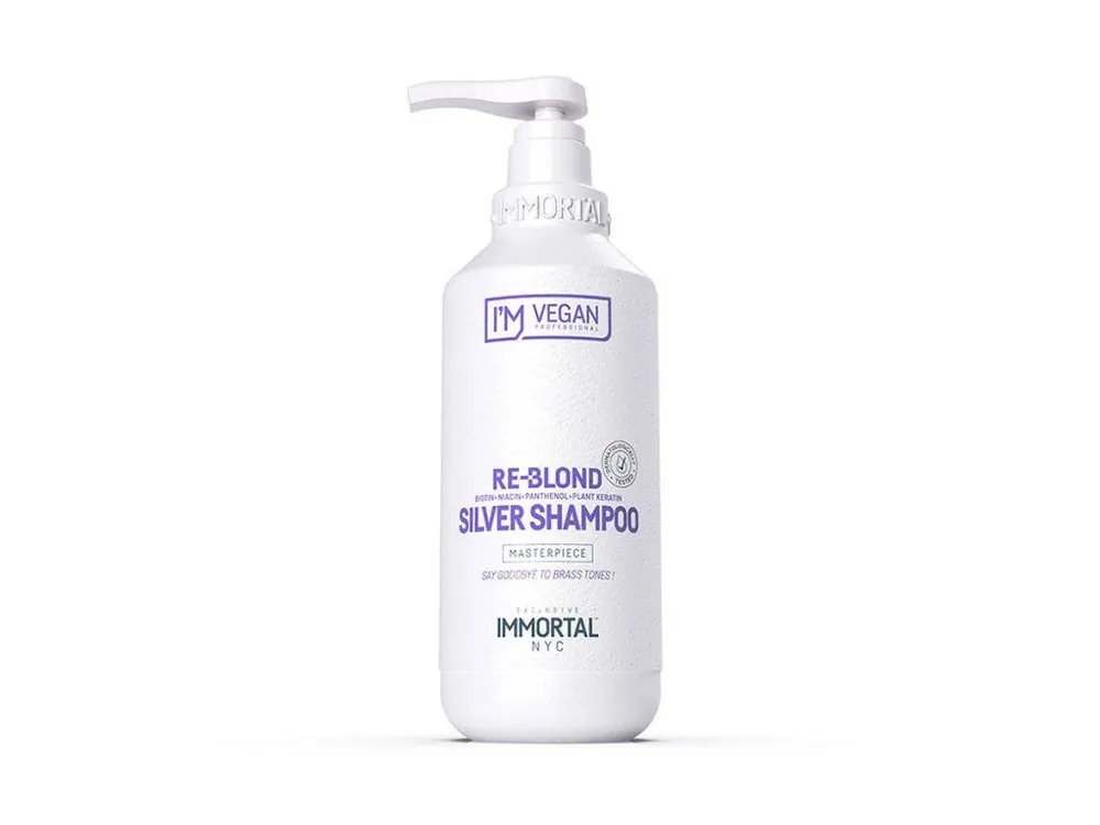 Šampon pro neutralizaci žlutých tónů a pro šedivé vlasy IMMORTAL VEGAN Re-Blond Silver shampoo 500 ml Zlevněný