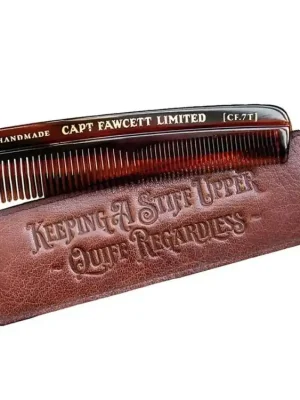 Pánský hřeben na vlasy s koženým pouzdrem CAPTAIN FAWCETT Hair comb with leather case Doprava Zdarma
