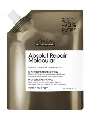 LOREAL Serie Expert Absolut Repair Molecular Shampoo Refill 500ml - pro značně poškozené vlasy - náhradní náplň Ihned K Objednání