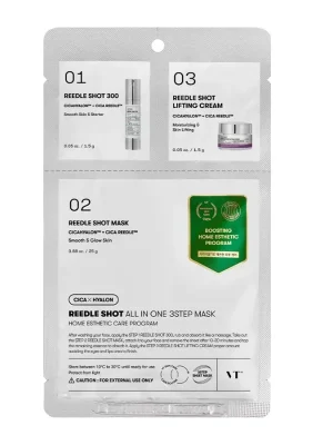 VT COSMETICS 3kroková pleťová péče s mikrojehličkami REEDLE SHOT All In One 3Step Mask (1,5 g + 1,5 g + 25 g) Víkendová Akce