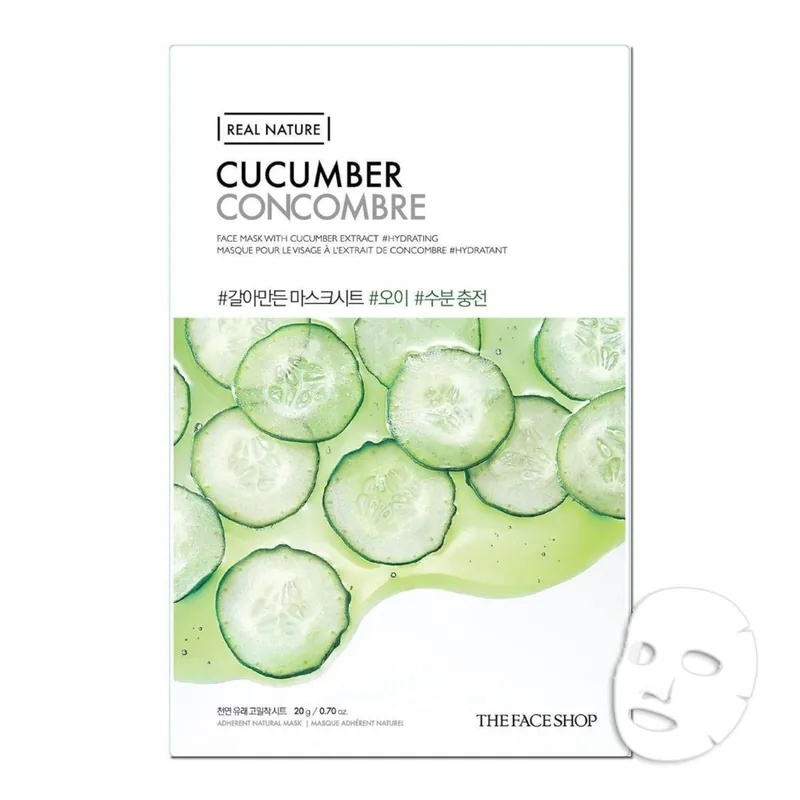 THE FACE SHOP Plátýnková maska Real Nature Sheet Mask Cucumber Oblíbený