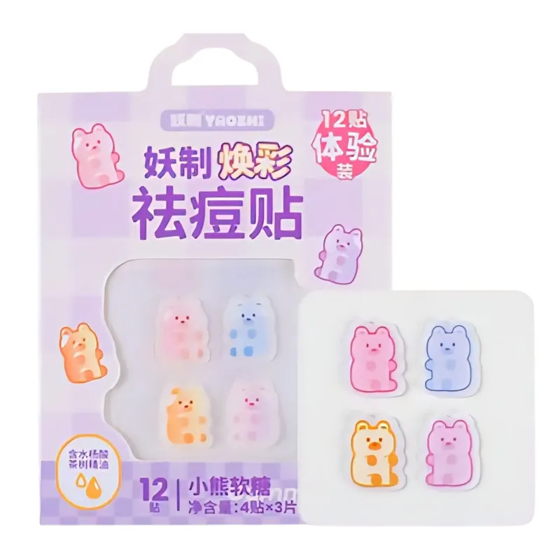 YAOZHI Náplasti na akné Cute Radiance Acne Pimple Patch - Gummy Bear (12 nálepek) Cenově Výhodný