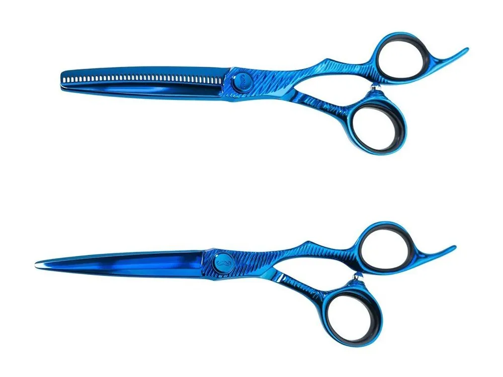 Set profesionálních kadeřnických nůžek MR. MUSTACHE Portofino Blu 6,0 Časově Omezené