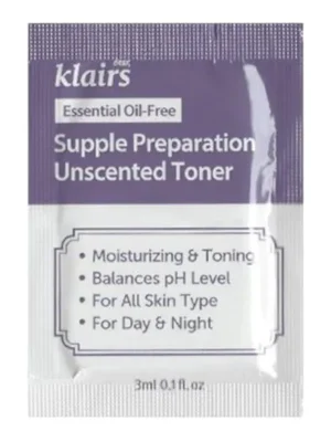 Novinka KLAIRS Hydratační toner bez parfemace Supple Preparation Unscented Toner VZOREK