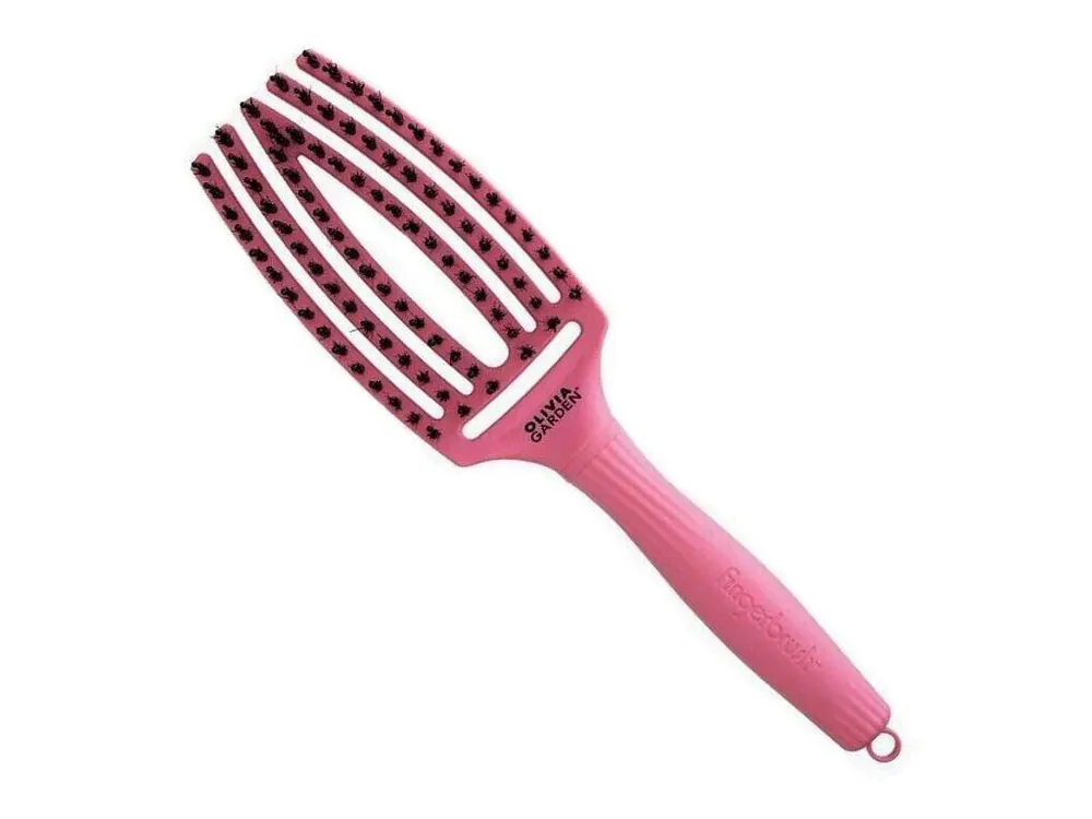 OLIVIA GARDEN FB1PC-HP Fingerbrush Combo Medium Hot Pink - Profesionální kartáč s kančími štětinami Víkendová Akce