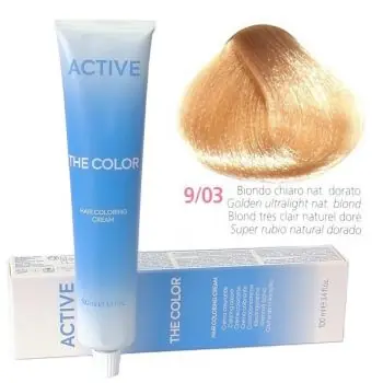 ACTIVE The Color Permanentní barva na vlasy - Ultra světlá zlatá blond 9-03 Výhodná Nabídka