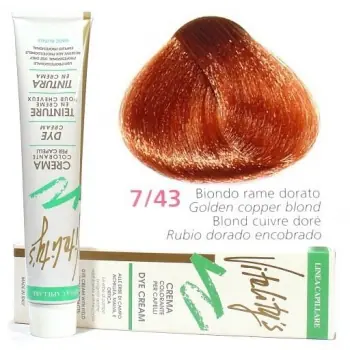 VITALITYS Green Permanentní barva na vlasy - Měděná zlatá blond 7-43 Rychlé Dodání